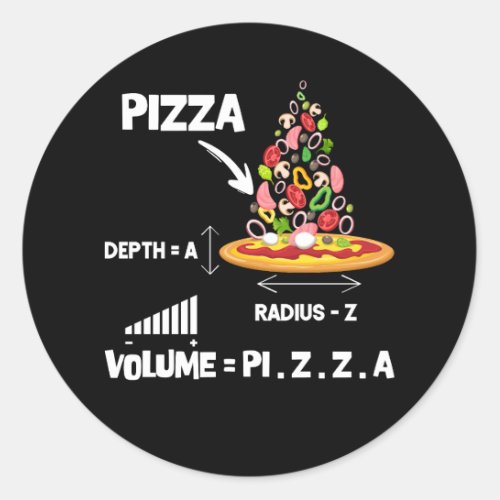Maths Nerd Pizza Lovers Volume Formula Geek Math T Classic Round Sticker