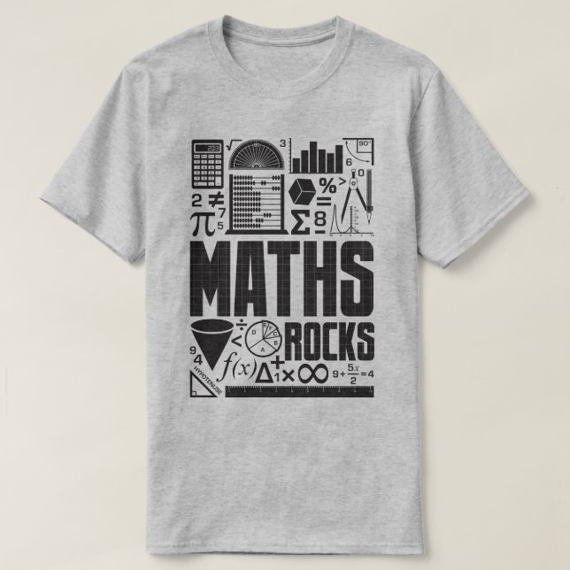 Maths Rocks Mathematics Geek Nerd Slogan T-Shirt (Design Front)
