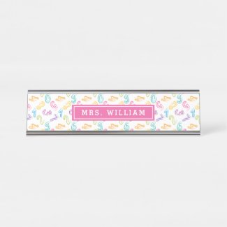 Maths Teacher Name Cute Numbers Pattern