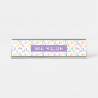 Maths Teacher Name Cute Numbers Pattern