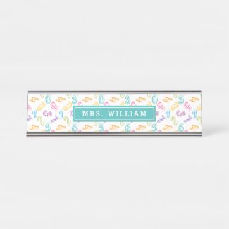 Maths Teacher Name Cute Numbers Pattern