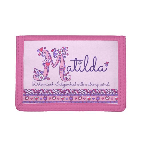 Matilda letter M name meaning doodle art Trifold Wallet