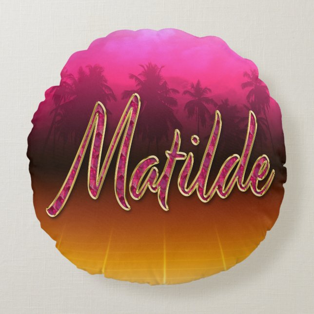 Matilde First Name Golden pink cushion (Front)
