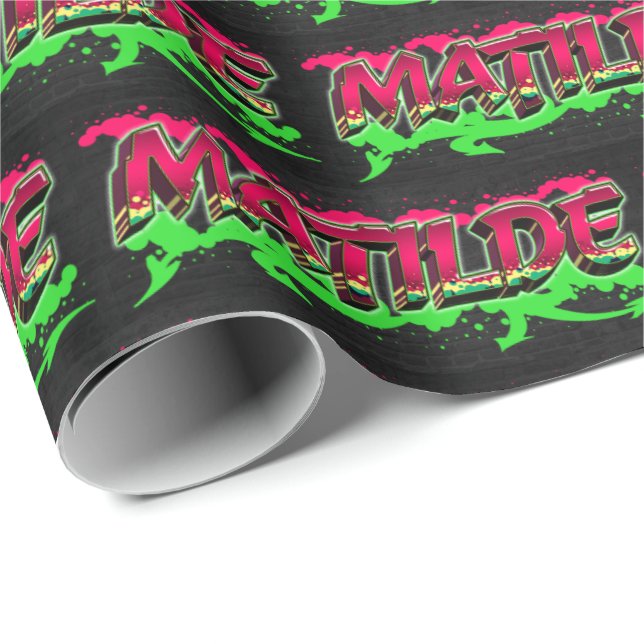 Matilde First Name Graffiti red green Wrapping Paper (Roll Corner)