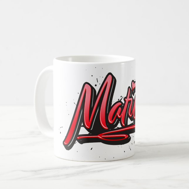 Matilde red Heart Graffiti Tasse Coffee Coffee Mug (Front Left)