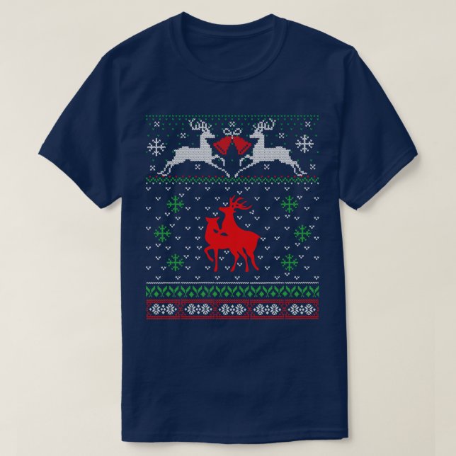 mating reindeer ugly Christmas sweater (Design Front)