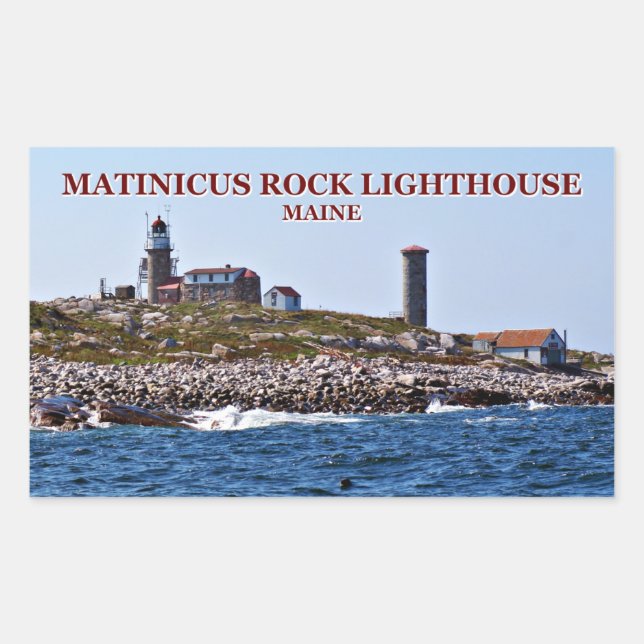 Matinicus Rock Lighthouse, Maine Rectangular Sticker (Front)