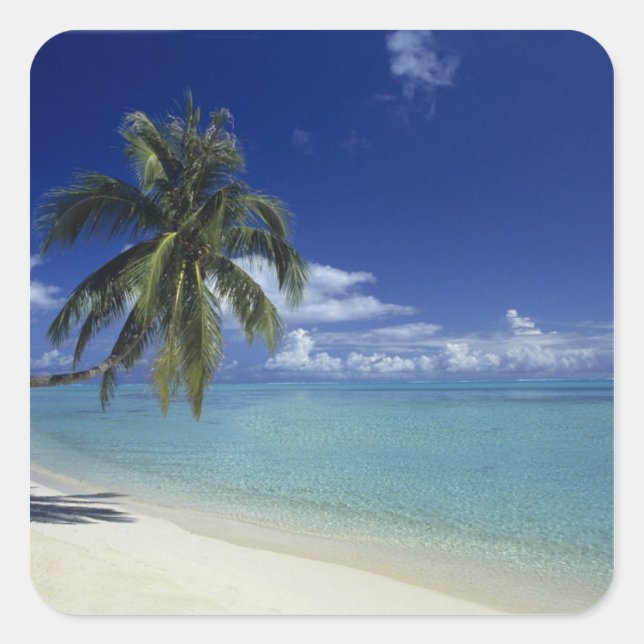 Matira Beach on the island of Bora Bora, Square Sticker (Front)