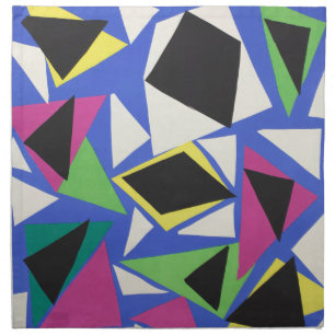 Matisse Abstract Geometric Blue Cut Out Art Cloth Napkin