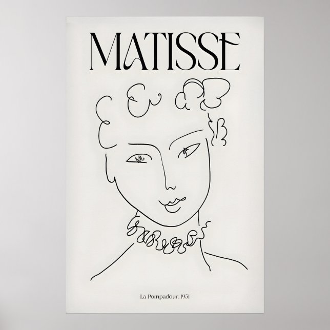 Matisse Art Print La Pompadour951 Minimalist Line (Front)
