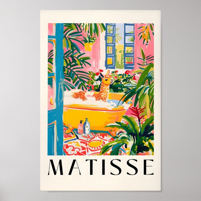 Matisse Art Print, Llama Art Print, Bathroom Decor (Front)