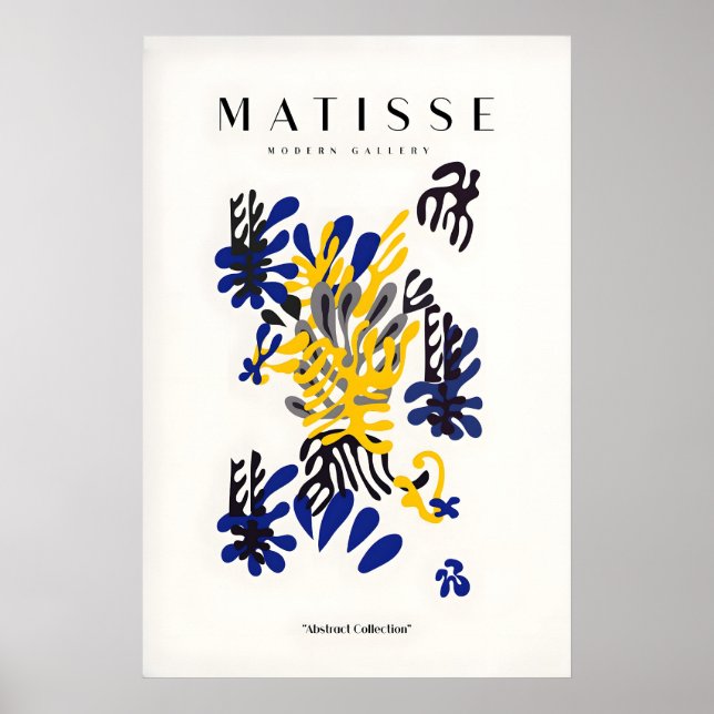 Matisse Art Prints - Abstract Floral Blue Yellow (Front)