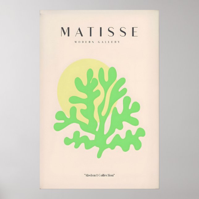 Matisse Art Prints - Lime Green Coral Abstract Sun (Front)
