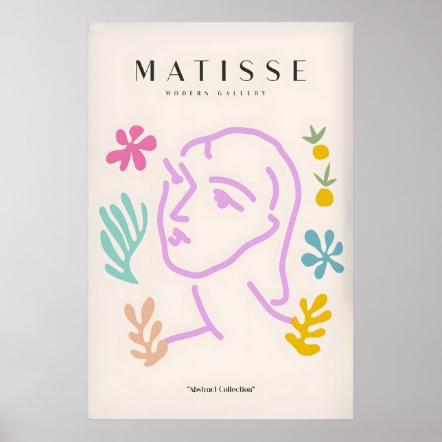 Matisse Art Prints -Line Art Face Abstract (Front)