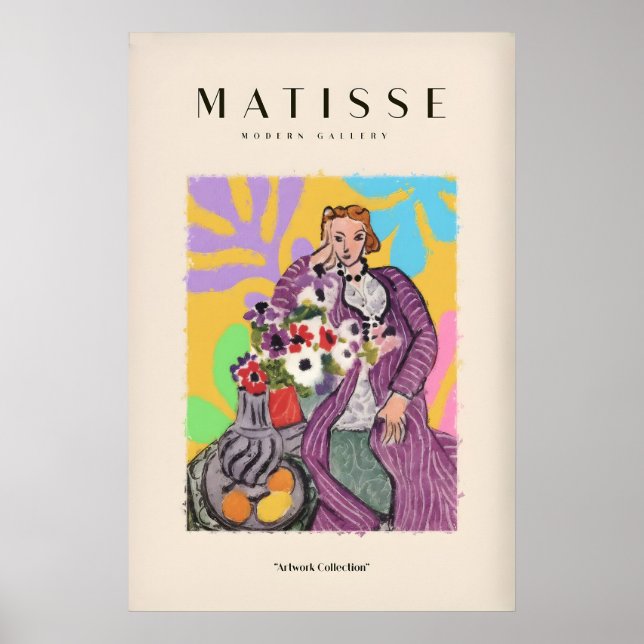 Matisse Art Prints - Stylized Woman with Flowers (Front)