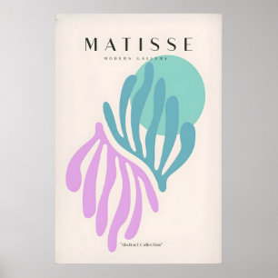 Matisse Art Prints -Teal Pink Abstract Leaves Sun