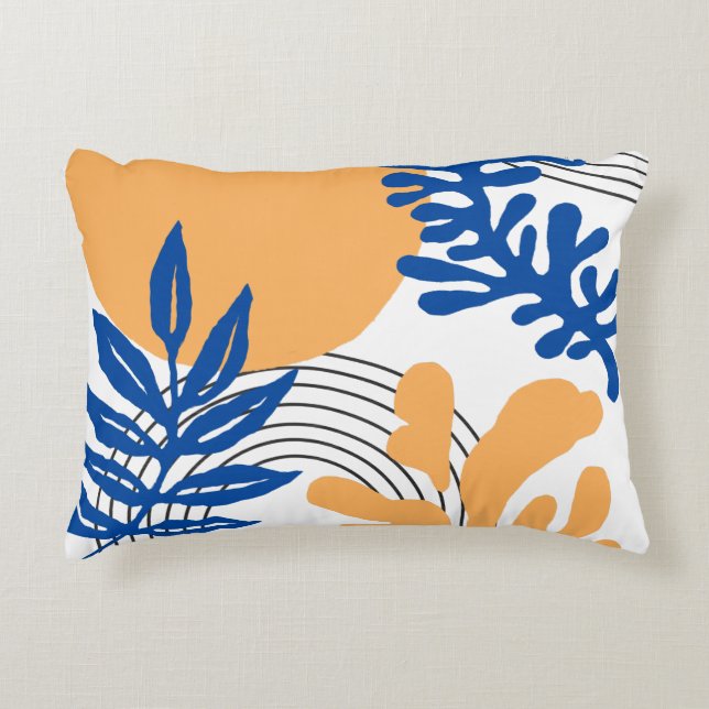 Matisse Blue Yellow Abstract Botanical Shapes  Accent Pillow (Front)
