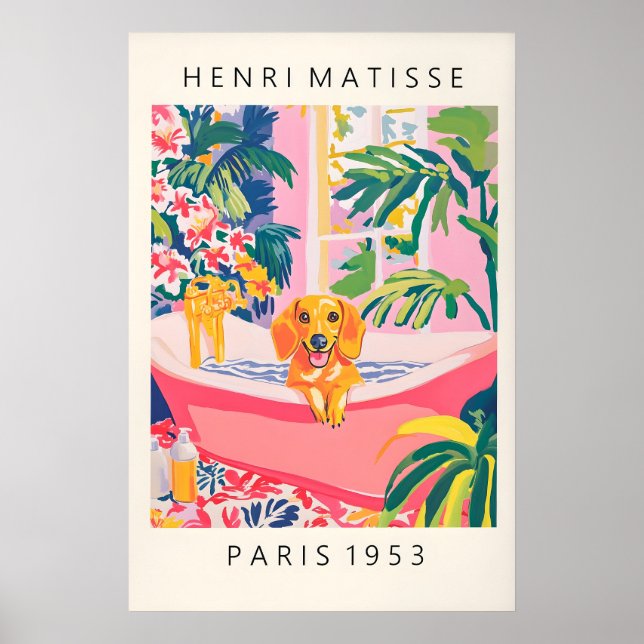 Matisse Dachshund Art Print Funny Bathroom (Front)