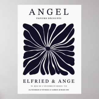 Matisse Floral Abstract Dark Navy Wall Art Print