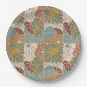 Matisse Groovy floral Art Nouveau 1970s Boho Paper Plates