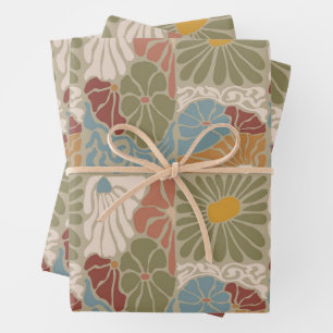 Matisse Groovy floral Art Nouveau 1970s Wrapping Paper Sheets