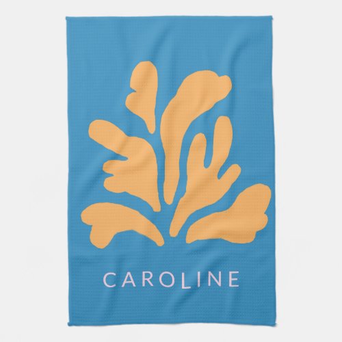 Matisse Inspired Abstract Shape Blue Personalized  Kitchen Towel
