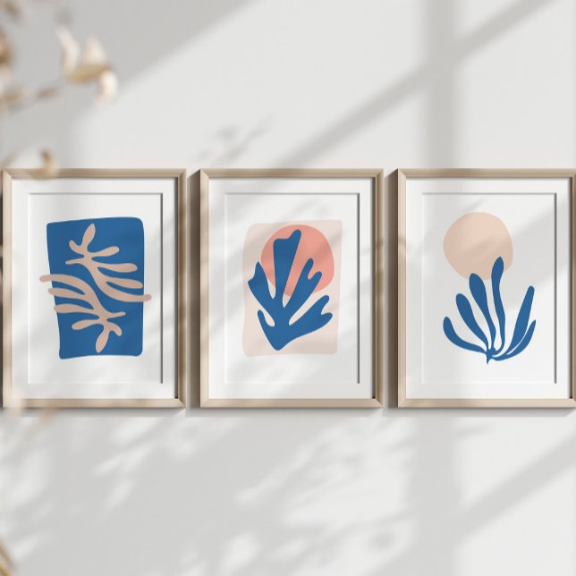 Matisse Inspired Blue Coral Leaves Cutout Wall Art Sets (Creator Uploaded)