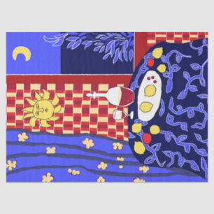 Matisse Inspired Blue Night Still Life Wine Tissue Paper