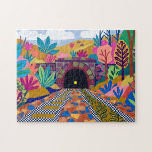 Matisse-Inspired Colorful Railway Tunnel Art Jigsaw Puzzle