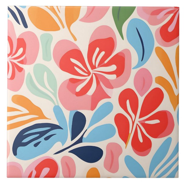 Matisse inspired floral ceramic tile (Front)