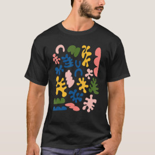 Matisse Inspired Organic Shapes Floral Cut Out Gra T-Shirt