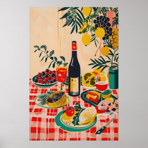 Matisse Inspired Red Checkerboard Food Print for