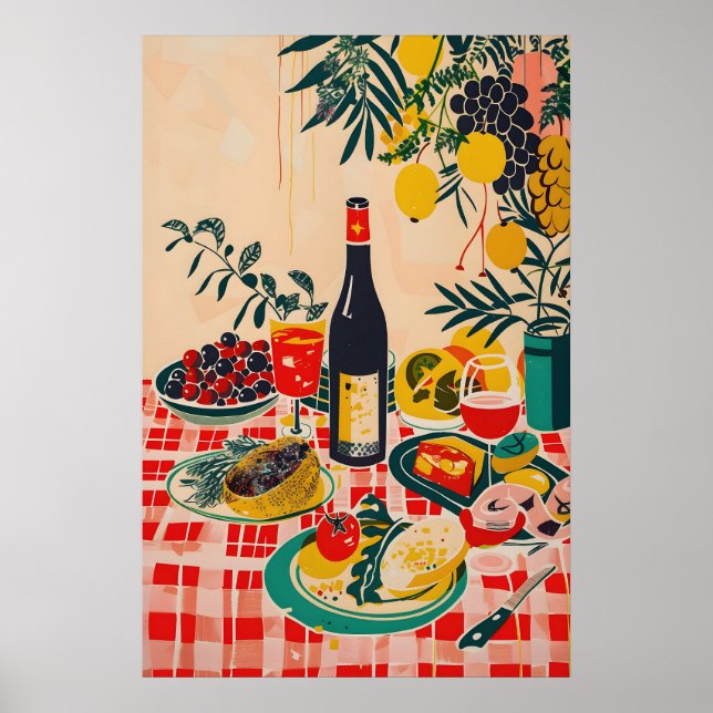 Matisse Inspired Red Checkerboard Food Print for (Front)