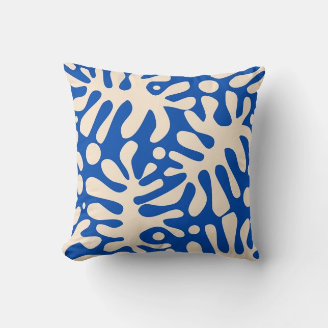 Matisse leaves - Blue Throw Pillow (Front)