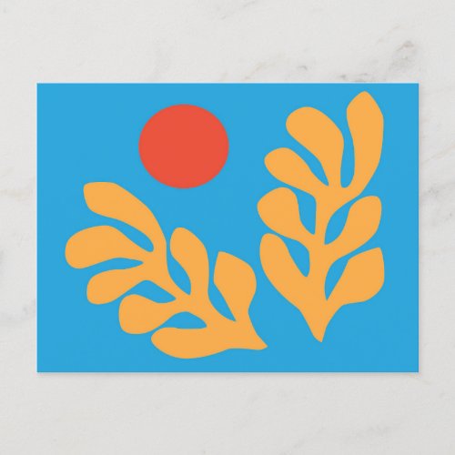 Matisse Leaves Blue  Yellow Postcard