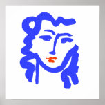 Matisse Style Blue Face Girl Poster at Zazzle