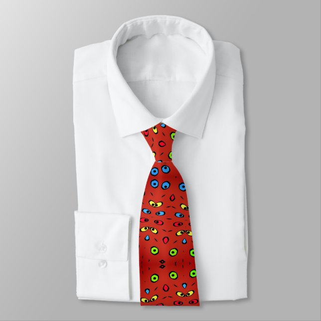 Matisse Style, Face & Eye Shapes Design Neck Tie (Tied)