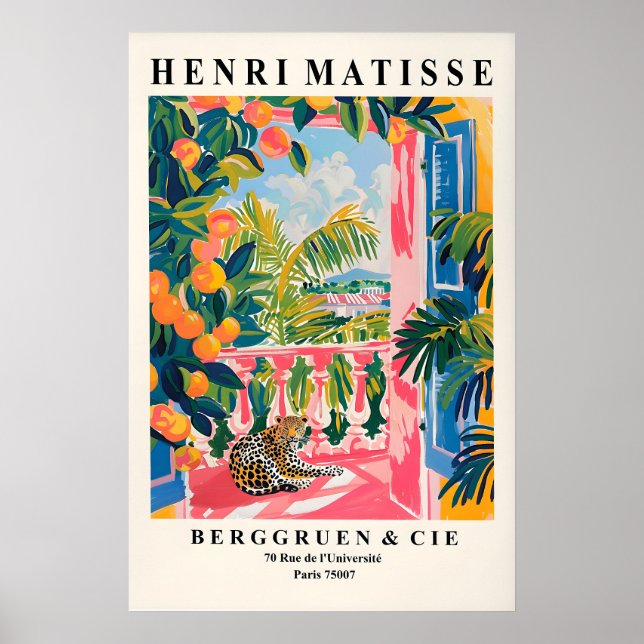 Matisse Style Leopard Print Pink Balcony, Beachy (Front)