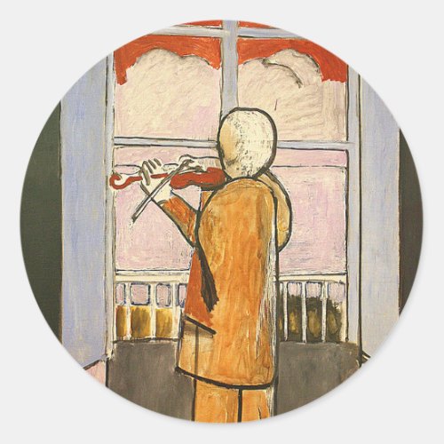 Matisse Violinist at the Window Fine Art  Classic Round Sticker