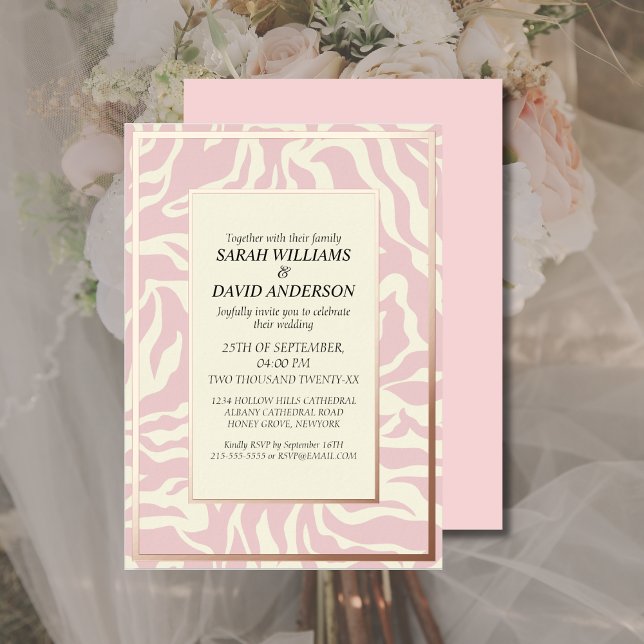Matisse Wavy Soft Pink Rose Gold Wedding Foil Invitation (Creator Uploaded)
