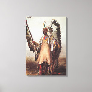 Mato-Tope, A Mandan Chief Portrait by Karl Bodmer Canvas Print