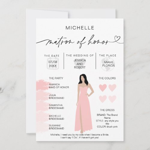 Matr of Honor Info Blush Pink Palette Infographic  Invitation