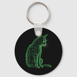 Matrix Cat Art Keychain