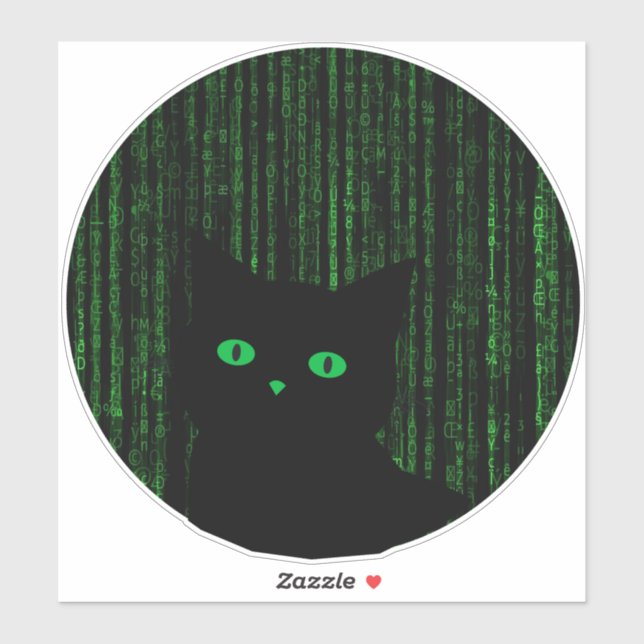matrix cat, the matrix rain code, binary code sticker (Sheet)