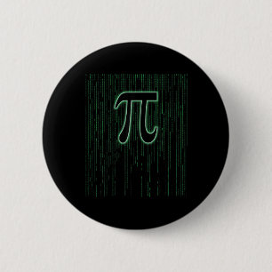 Matrix Inspired Pi Day 3.14 Number Pi Symbol Math  Button