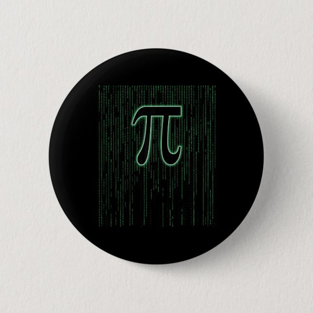 Matrix Inspired Pi Day 3.14 Number Pi Symbol Math  Button (Front)