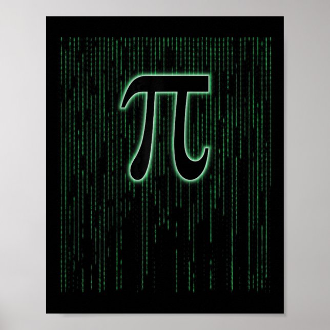 Matrix Inspired Pi Day 3.14 Number Pi Symbol Math  Poster (Front)