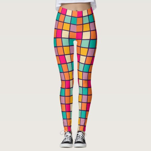 Matrix of Multicolor Squares Leggings