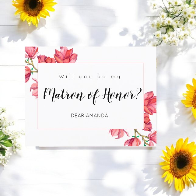Matron Honor Pink White Floral Card (Creator Uploaded)