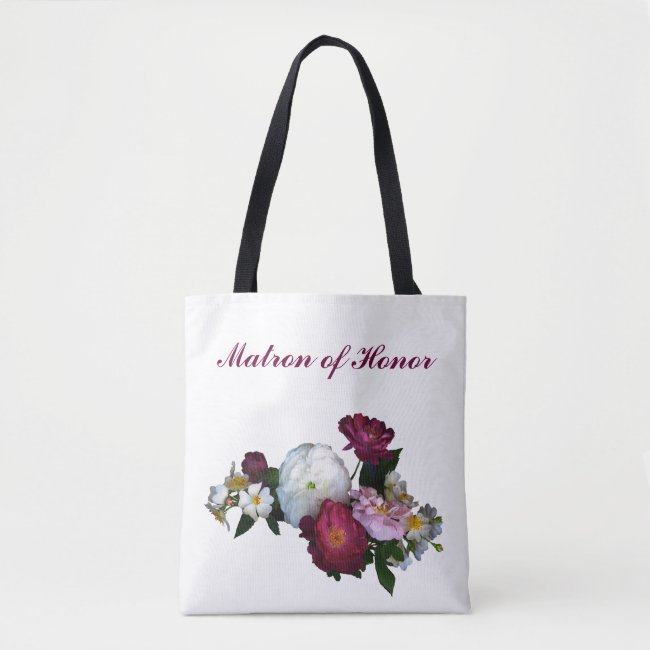 Matron of Honor Antique Roses Wedding Tote Bag